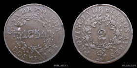 Argentina. Buenos Aires. 2 Reales 1854. CJ 19.3