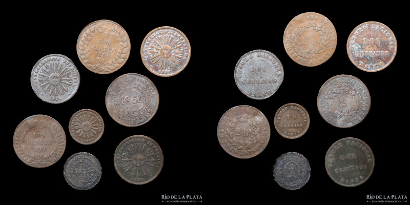 Argentina. Lote x8. Confederación y Buenos Aires. Incluye piezas en mejores grad...
