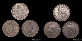 Argentina. Lote x3. 2 Centavos Lote. 1890 a 1892. Alto grado