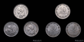 Argentina. Lote x3. 10 Centavos 1918, 20 y 23. Alto Grado