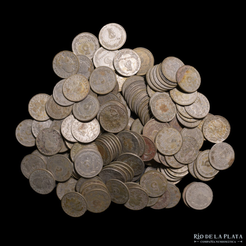 Argentina. Enorme lote (+600) de niqueles 1896-1917. Estado promedio VF, algunas...