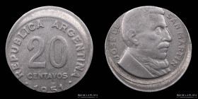 Argentina. Error. 20 Centavos 1951. Descentrada. CJ 229