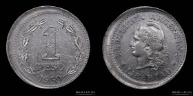 Argentina. Error. 1 Peso 1959. Descentrada. CJ 254