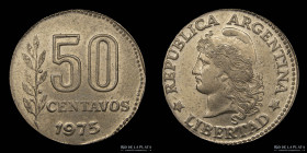 Argentina. Error. 50 Centavos 1975. En Cospel de 20 Ctvs.