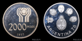 Argentina. 2000 Pesos 1977. Proof. Mundial 78. CJ 301.2