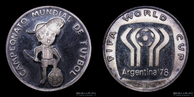 Argentina. Mundial 78. Gauchito Plata. AG.900; 30.0mm; 13.10g. (UNC) 

Estimat...