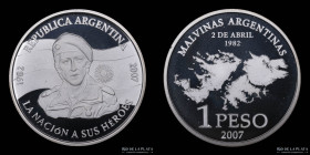 Argentina. 1 Peso 2007. 25 Aniversario de la gesta de Malvinas. CJ 6.13