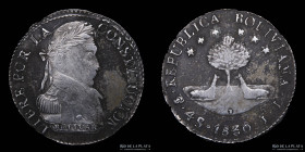 Bolivia. 4 Soles 1830 JL. Doble golpe. KM96