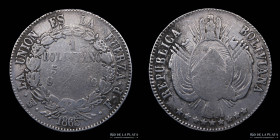 Bolivia. 1 Boliviano 1865 FP. 9 estrellas. KM152.2