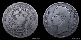 Venezuela. 5 Bolivares 1887. KMY24