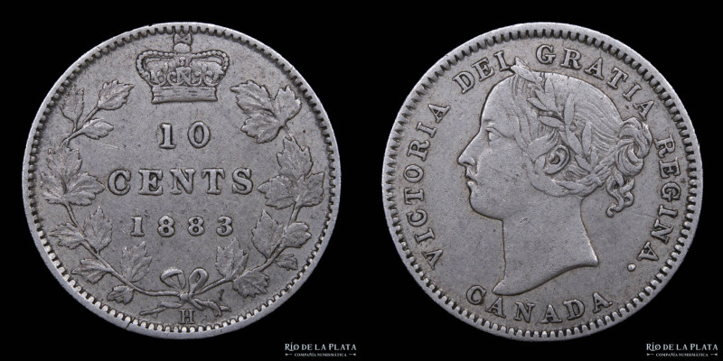 Canadá. 10 Cents 1883 H. Muy escasa. AG.925; 18mm; 2.30g. KM3 (VF)

Estimate: ...