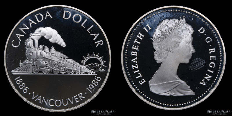 Canadá. 1 Dollar 1986. 100º Aniversario de Vancouver. AG.500; 36.0mm; 23.30g. KM...
