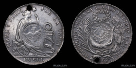 Guatemala. 1 Peso 1894. Resello s/ Peru 1888. KM216