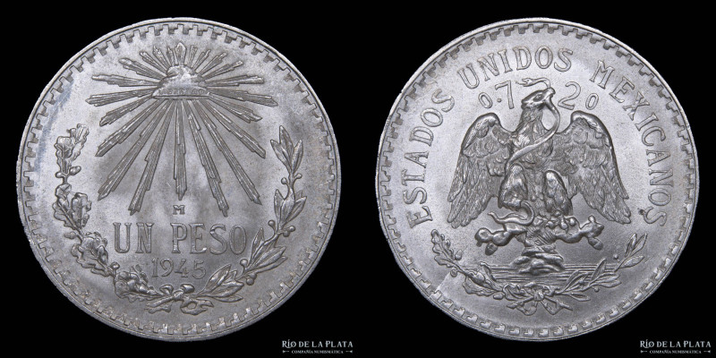 México. 1 Peso 1945. AG.720; 34.0mm; 16.63g; KM455; (UNC)

Estimate: USD 15 - ...