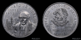 Mexico. 5 Pesos 1953. Bicentenario de Hidalgo. KM468