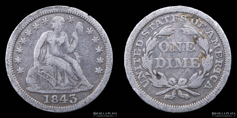 USA. Dime 1843. Seated Liberty. AG.900; 17.9mm; 2.55g. KM63 (F)

Estimate: USD...