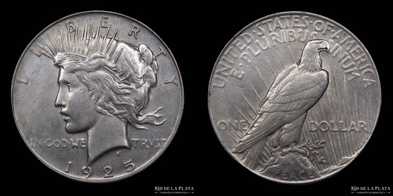 USA. 1 Dollar 1925. Peace Dollar. Filadelfia Mint. AG.900; 38.1mm; 26.82g. KM151...