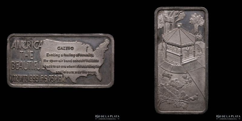 USA. Gazebo. Lingote de plata. 1 Onza troy. AG.999; 51x25mm; 32.89g (XF)

Esti...
