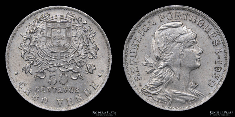 Cabo Verde (Colonia Portuguesa) 50 Centavos 1930. Cu-Ni; 22.5mm; 4.57g. KM4 (XF)...