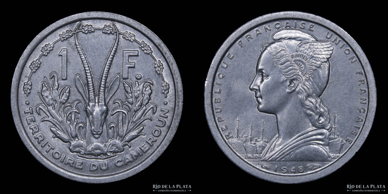 Camerún (Mandato Francés) 1 Franc 1948. Aluminio; 23.0mm; 1.30g. KM8 (UNC)

Es...