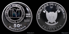 Argentina. 2018. 1000 Francos CFA. 50 Aniversario CNBA. Camerun Proof
