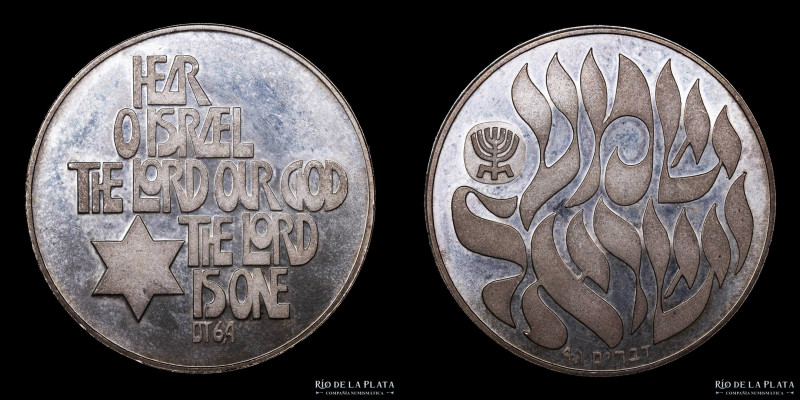 Israel. 1980. Medalla de Plata. Shema Israel. Hear o Israel. Dios es uno. AG.935...