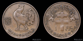 Madagascar. 1 Franc 1943. KM2
