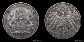 Hamburgo. Free City. 2 Marks 1908 J. KM612
