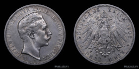 Prusia. Wilhem II. 3 Mark 1908 A. KM527