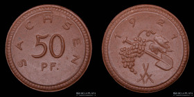 Alemania. Weimar. Sachsen Notgeld Porcelana 50 Pfennig 1921