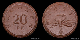 Alemania. Weimar. Sachsen Notgeld Porcelana 20 Pfennig 1921