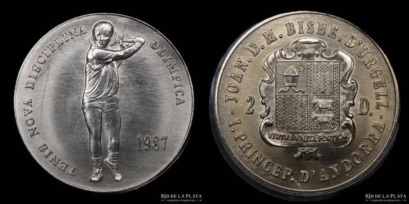 Andorra. 2 Diners 1987. Tenis Nueva Disciplina Olimpíadas 1988. Boris Becker. Co...