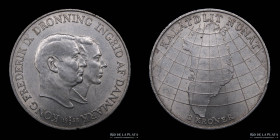 Dinamarca. Frederik IX. 2 Kroner 1953. Campaña contra tuberculosis Groenlandia. KM844