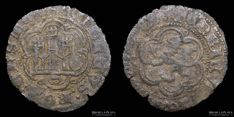 España. Enrique III. Blanca de 2 Coronados Vellón; 22mm; 1.52g. 1409-1417 AB600 ...