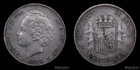 España. Alfonso XIII. 1 Peseta 1894 PG V. KM702