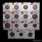 España. Lote x15. 1870 a 1904. 2, 1 y 1/2 Peseta. Plata