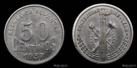 España. Consejo de Asturias y Leon 50 Centimos 1937. KM1