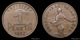 España. Consejo de Asturias y Leon 1 Peseta 1937. KM2