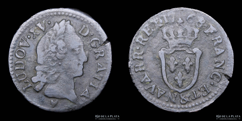 Francia. Luis XV (1715-1774) Liard 1768 A. Bronce; 22.0mm; 2.85g. KM543.1 (VF)
...