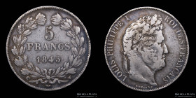 Francia. Louis Philippe I. 5 Francs 1845 W. KM749.13