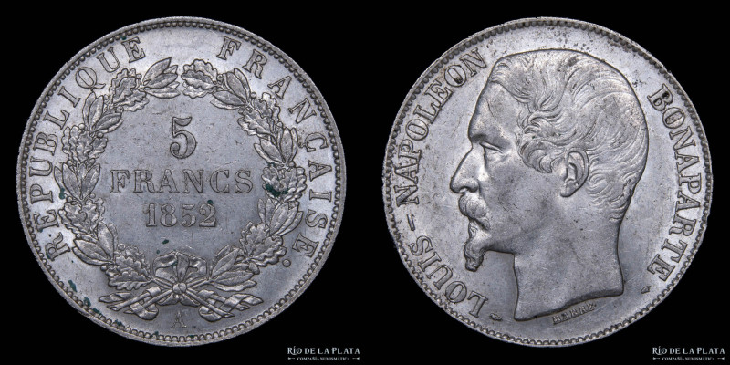 Francia. Napoleon III (1852-1870) 5 Francs 1852 A. Ceca de Paris. AG.900; 38.0mm...