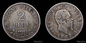 Italia. V. Emanuele II. 2 Lire 1863 N. KM6a.1