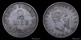 Italia. V. Emanuelle II. 2 Lire 1863 NBN. KM16.1