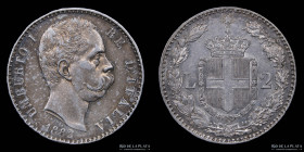 Italia. Humberto I. 2 Lire 1882 R. KM23