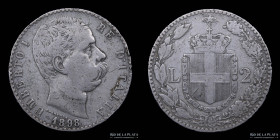 Italia. Humberto I. 2 Lire 1898 R. KM23