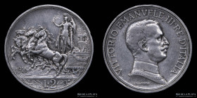 Italia. V. Emanuele III. 2 Lire 1916 R. KM55