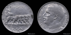 Italia. V. Emanuele III. 50 Centesimi 1919 R. KM61.1