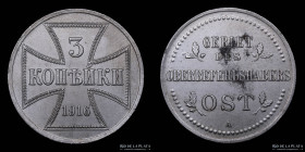 Rusia. Ocupacion Alemana. 3 Kopeks 1916 A. KM22