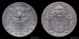 Vaticano. 10 Liras 1939. Sede Vacante. KM21