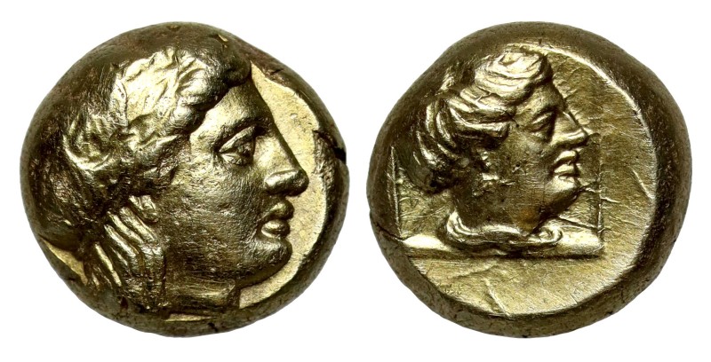 Lesbos, Mytilene, electrum Hekte, c. 377-326 BC, laureate head of Apollo right, ...
